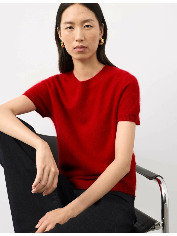 Marks & Spencer Pletený top s vysokým podílem vlny merino a kašmírem Marks & Spencer červená