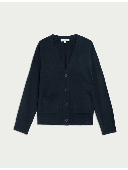 Marks & Spencer Kardigan z čistého kašmíru s výstřihem do V a knoflíky vepředu Marks & Spencer námořnická modrá