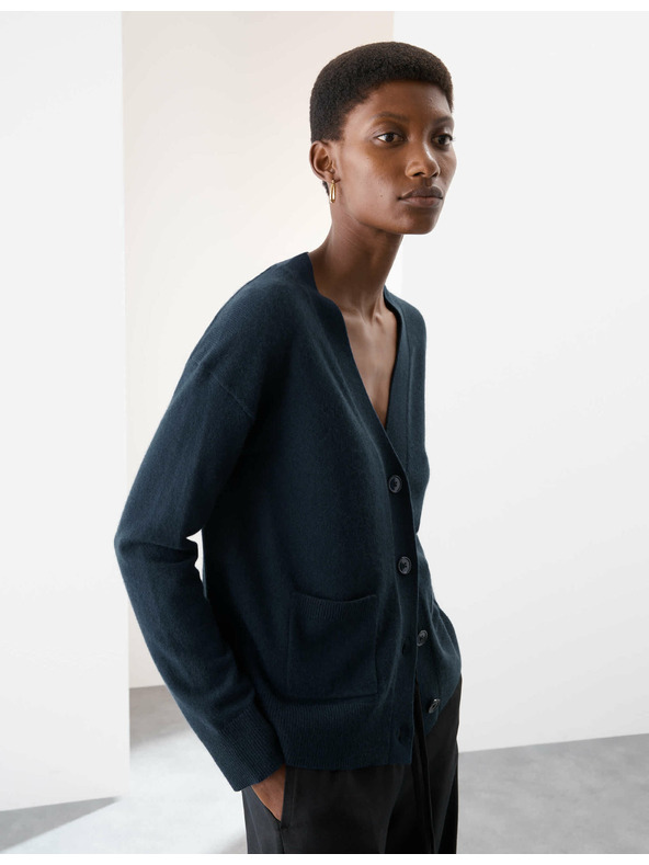 Marks & Spencer Kardigan z čistého kašmíru s výstřihem do V a knoflíky vepředu Marks & Spencer námořnická modrá