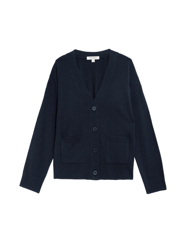 Marks & Spencer Kardigan z čistého kašmíru s výstřihem do V a knoflíky vepředu Marks & Spencer námořnická modrá