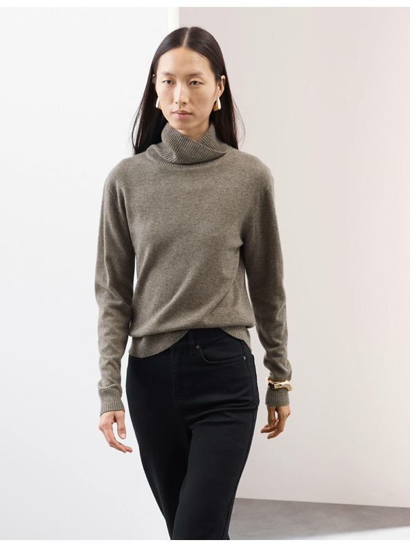 Marks & Spencer Svetr z čistého kašmíru s rolákovým límcem Marks & Spencer hnědá