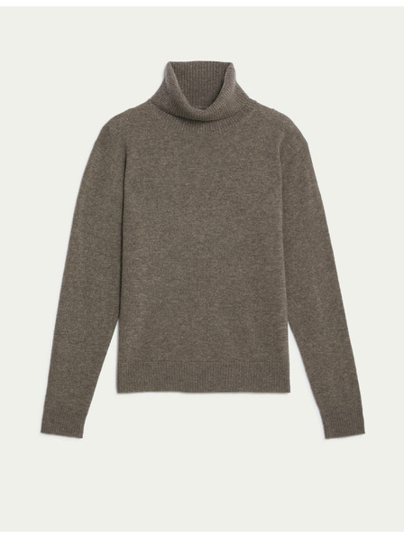 Marks & Spencer Svetr z čistého kašmíru s rolákovým límcem Marks & Spencer hnědá