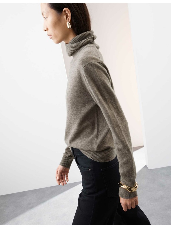 Marks & Spencer Svetr z čistého kašmíru s rolákovým límcem Marks & Spencer hnědá