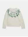 Marks & Spencer Volný vánoční svetr se vzorem Fair Isle a flitry Marks & Spencer zelená