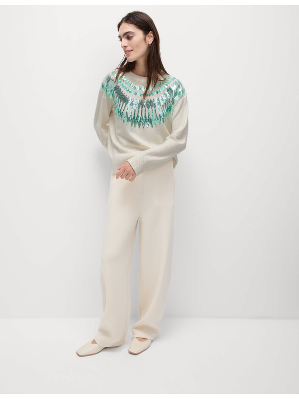 Marks & Spencer Volný vánoční svetr se vzorem Fair Isle a flitry Marks & Spencer zelená