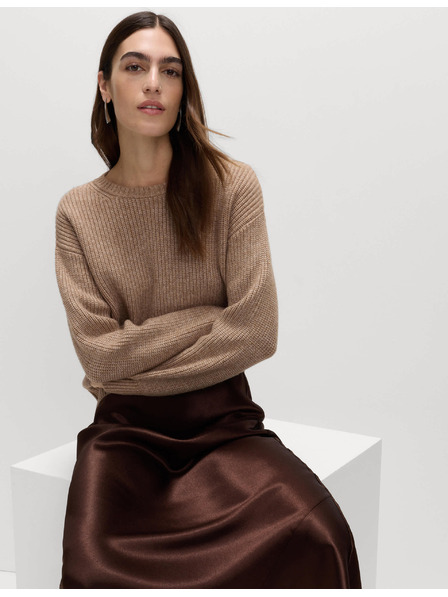 Marks & Spencer Pruhovaný svetr z měkoučké příze s kulatým výstřihem Marks & Spencer hnědá