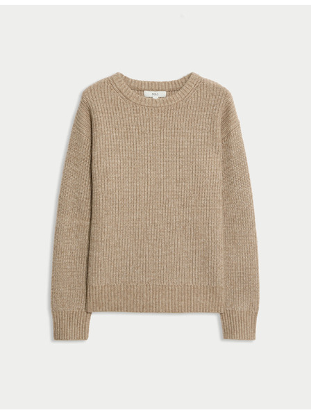 Marks & Spencer Pruhovaný svetr z měkoučké příze s kulatým výstřihem Marks & Spencer hnědá