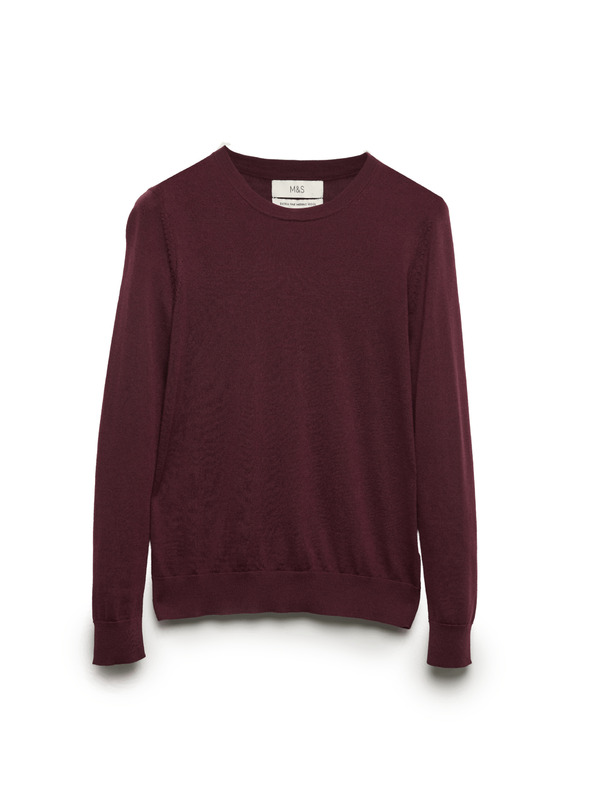 Marks & Spencer Svetr ke krku z čisté merino vlny Marks & Spencer červená