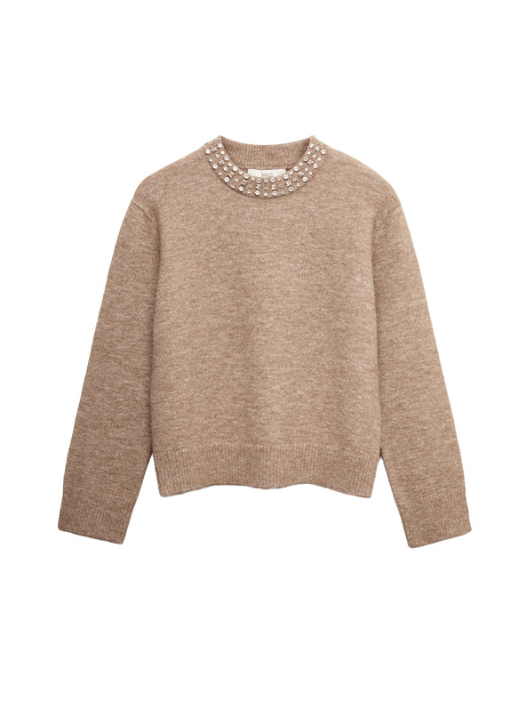 Marks & Spencer Volný vlněný svetr se zdobením Marks & Spencer hnědá