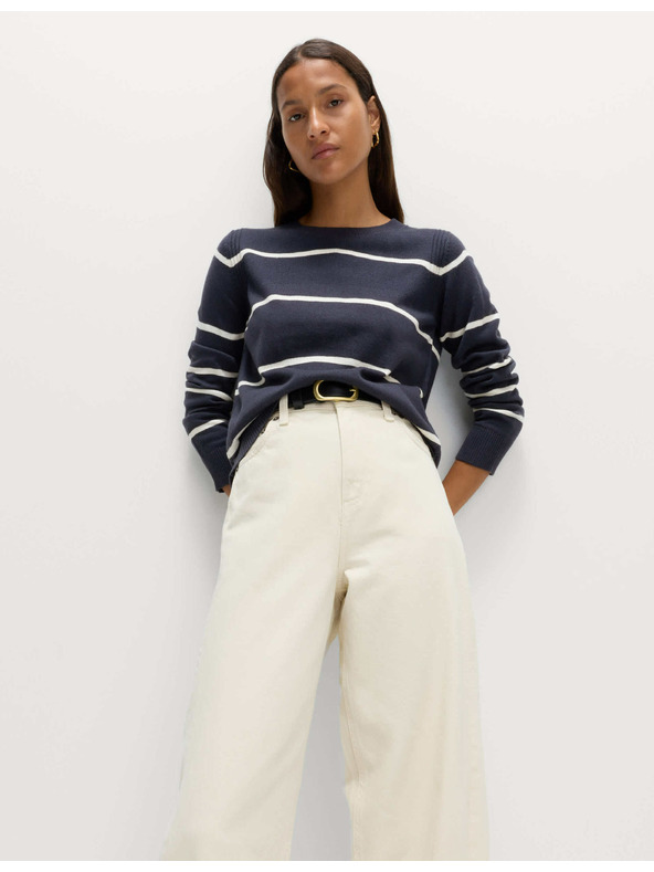 Marks & Spencer Extra měkký pruhovaný svetr ke krku Marks & Spencer námořnická modrá