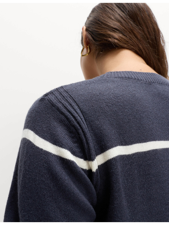 Marks & Spencer Extra měkký pruhovaný svetr ke krku Marks & Spencer námořnická modrá