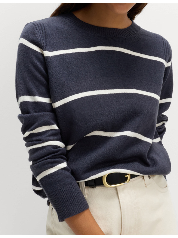 Marks & Spencer Extra měkký pruhovaný svetr ke krku Marks & Spencer námořnická modrá