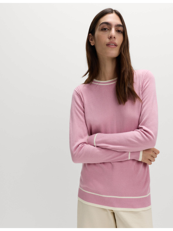 Marks & Spencer Mimořádně měkký svetr s výstřihem ke krku a kontrastními lemy Marks & Spencer růžová