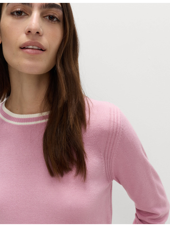 Marks & Spencer Mimořádně měkký svetr s výstřihem ke krku a kontrastními lemy Marks & Spencer růžová