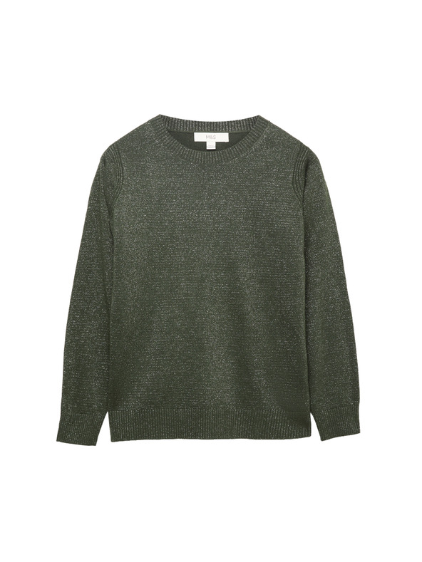 Marks & Spencer Třpytivý svetr Cashmilon s výstřihem ke krku Marks & Spencer zelená