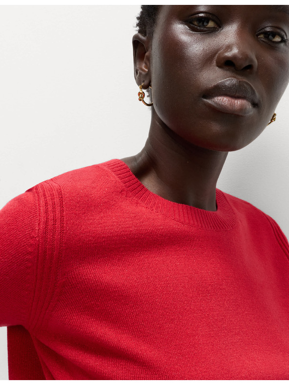 Marks & Spencer Třpytivý svetr Cashmilon s výstřihem ke krku Marks & Spencer červená
