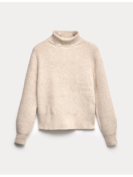 Marks & Spencer Žebrovaný rolák z příze s oblačnou přízí Marks & Spencer béžová