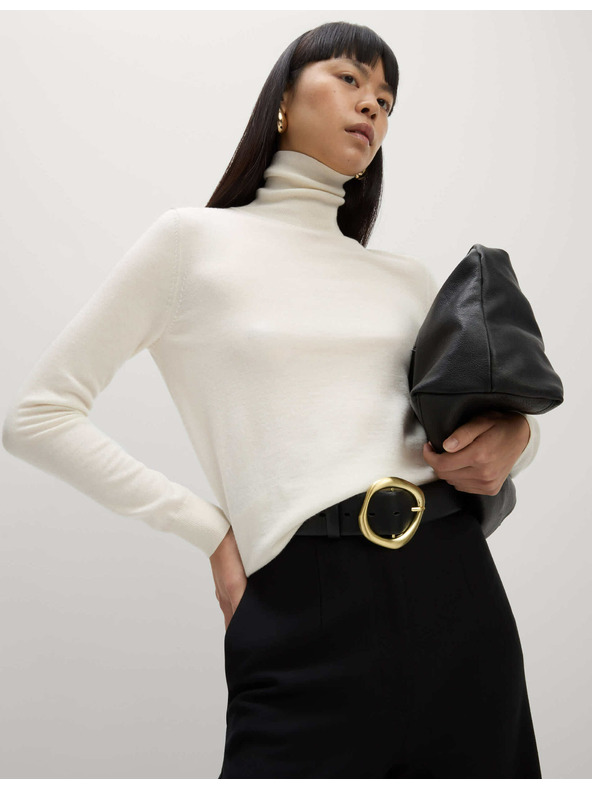 Marks & Spencer Svetr s rolákovým límcem ze 100% vlny Merino Marks & Spencer smetanová