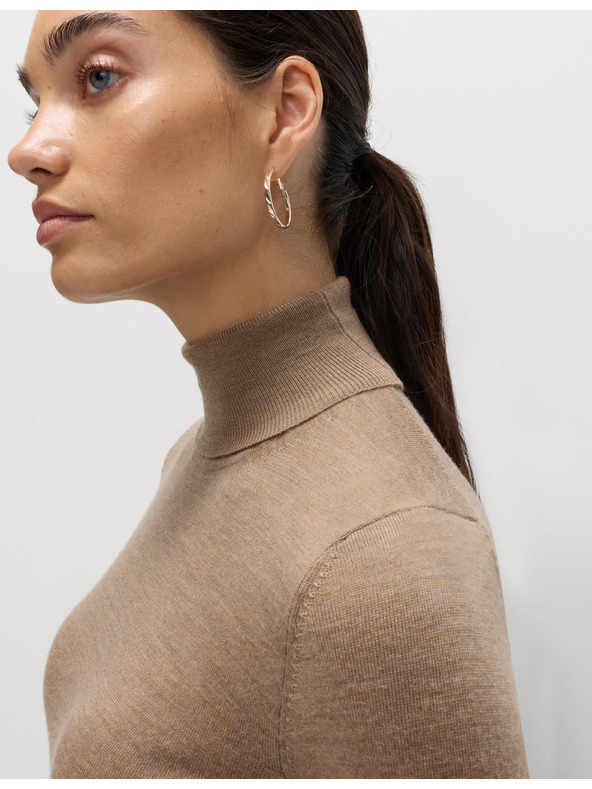 Marks & Spencer Svetr s rolákovým límcem ze 100% vlny Merino Marks & Spencer hnědá