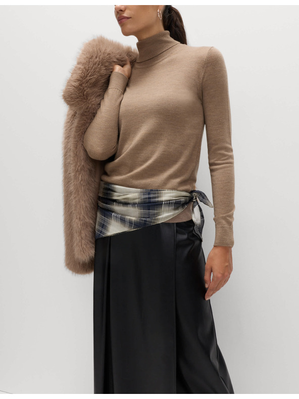 Marks & Spencer Svetr s rolákovým límcem ze 100% vlny Merino Marks & Spencer hnědá