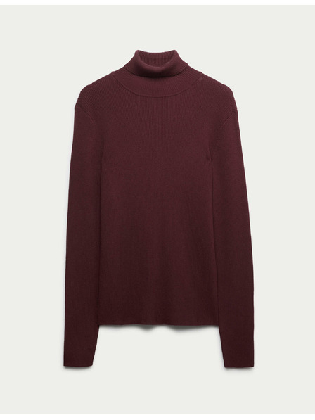 Marks & Spencer Žebrovaný svetr s rolákovým límcem Marks & Spencer červená