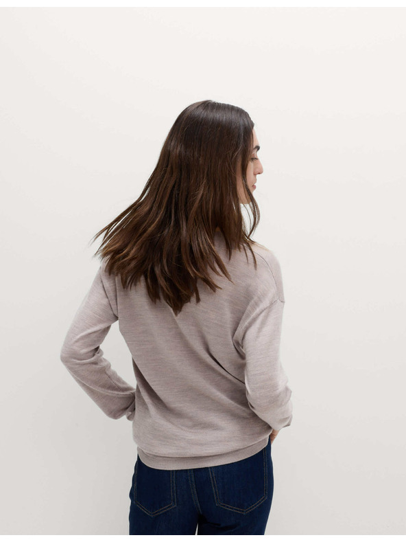 Marks & Spencer Svetr s výstřihem do V z vlny Merino Marks & Spencer béžová