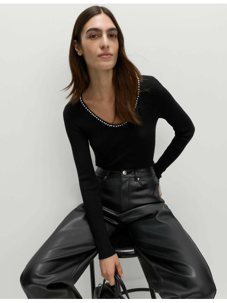 Marks & Spencer Pletený top s kulatým výstřihem a zdobením Marks & Spencer černá