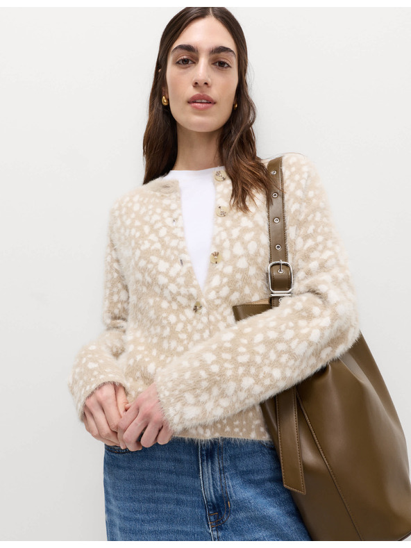 Marks & Spencer Kardigan se zvířecím potiskem a kulatým výstřihem Marks & Spencer smetanová