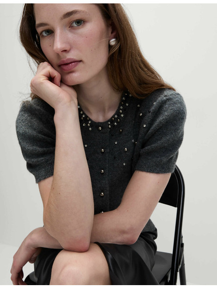 Marks & Spencer Zdobený zkrácený kardigan Marks & Spencer šedá