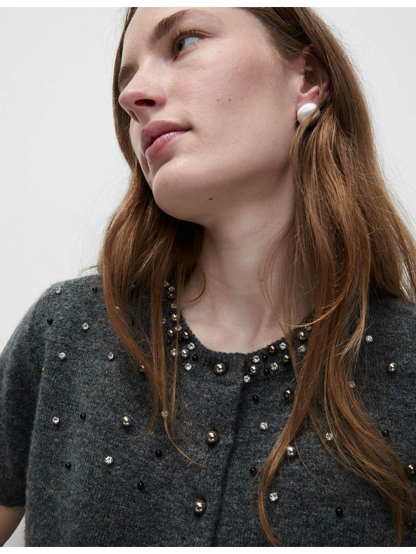 Marks & Spencer Zdobený zkrácený kardigan Marks & Spencer šedá