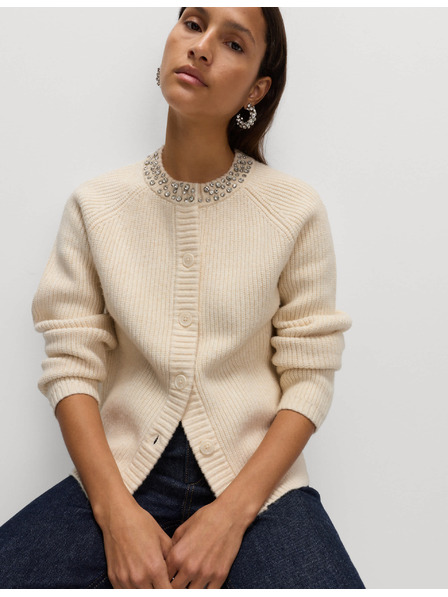Marks & Spencer Texturovaný zdobený kardigan s knoflíky na přední straně Marks & Spencer smetanová