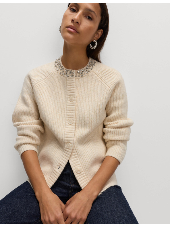 Marks & Spencer Texturovaný zdobený kardigan s knoflíky na přední straně Marks & Spencer smetanová