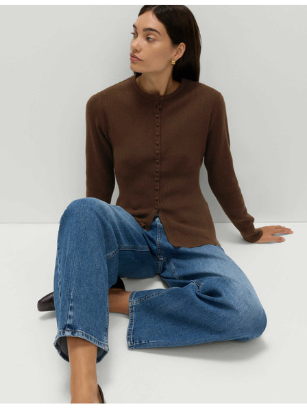 Marks & Spencer Přiléhavý kardigan s volánem, hebký na dotek Marks & Spencer hnědá