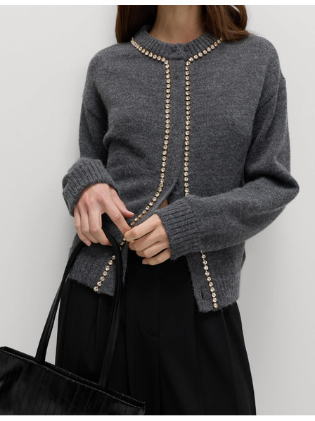 Marks & Spencer Kardigan s kulatým výstřihem a drahokamy Marks & Spencer šedá