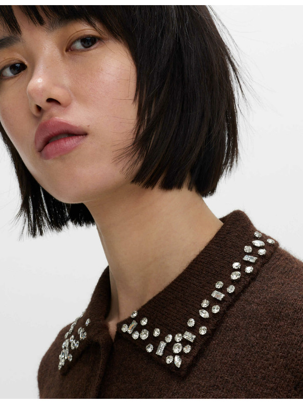 Marks & Spencer Zdobený zkrácený kardigan s vlnou Marks & Spencer hnědá