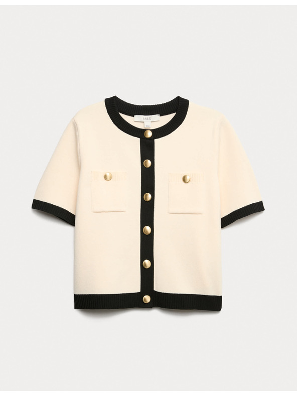 Marks & Spencer Zkrácený kardigan s kontrastními detaily Marks & Spencer smetanová
