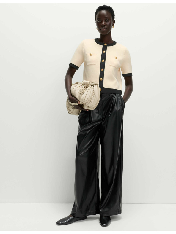 Marks & Spencer Zkrácený kardigan s kontrastními detaily Marks & Spencer smetanová