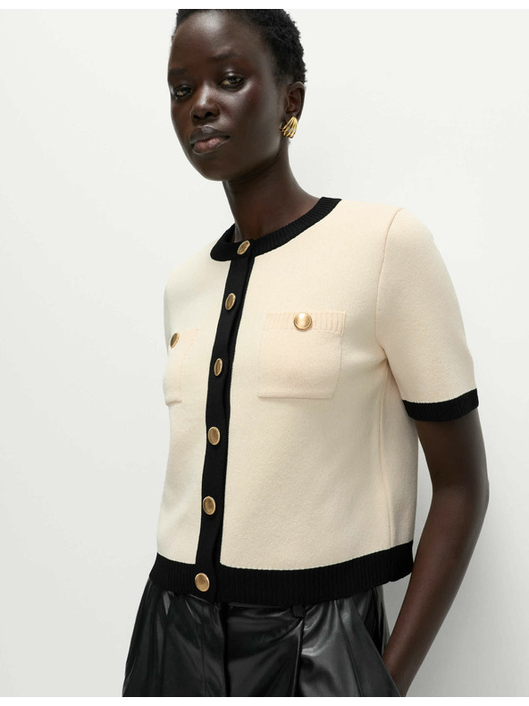 Marks & Spencer Zkrácený kardigan s kontrastními detaily Marks & Spencer smetanová