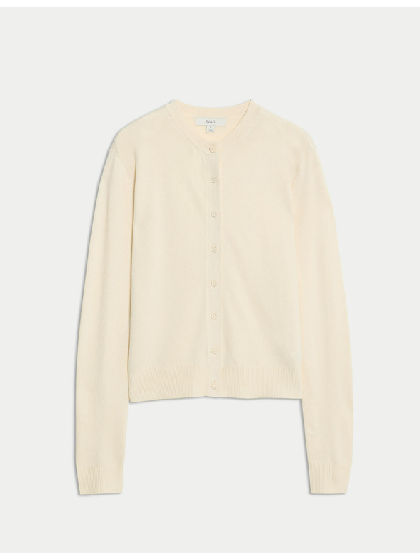 Marks & Spencer Kardigan s kulatým výstřihem a knoflíky vepředu Marks & Spencer smetanová