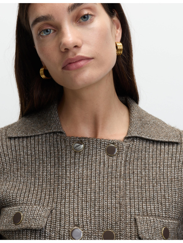 Marks & Spencer Pletená bunda s mračnatými vlákny a ozdobnými kapsami Marks & Spencer béžová