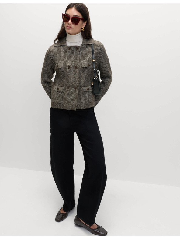 Marks & Spencer Pletená bunda s mračnatými vlákny a ozdobnými kapsami Marks & Spencer béžová