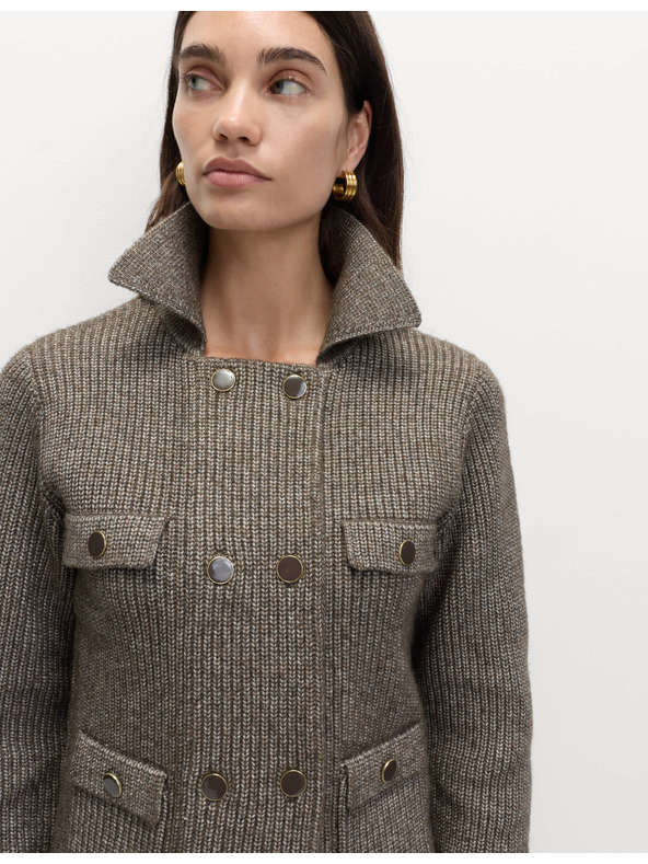 Marks & Spencer Pletená bunda s mračnatými vlákny a ozdobnými kapsami Marks & Spencer béžová