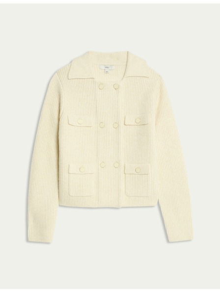 Marks & Spencer Pletená bunda s mračnatými vlákny a ozdobnými kapsami Marks & Spencer smetanová