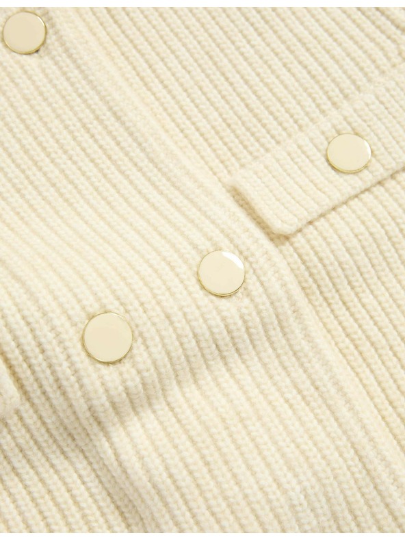 Marks & Spencer Pletená bunda s mračnatými vlákny a ozdobnými kapsami Marks & Spencer smetanová