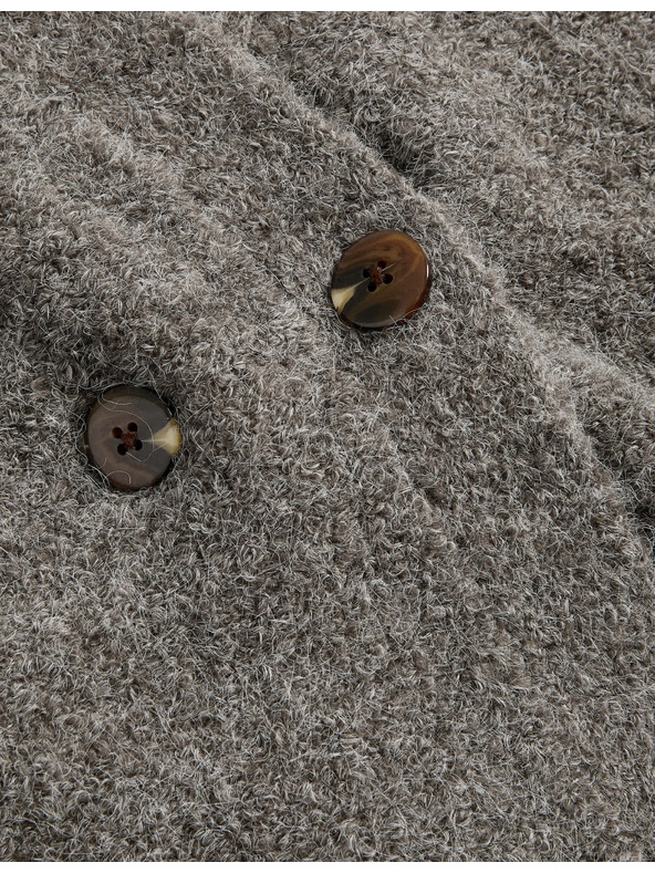 Marks & Spencer Kardigan z buklé, s knoflíky na přední straně a výstřihem do V, s obsahem vlny Marks & Spencer hnědá