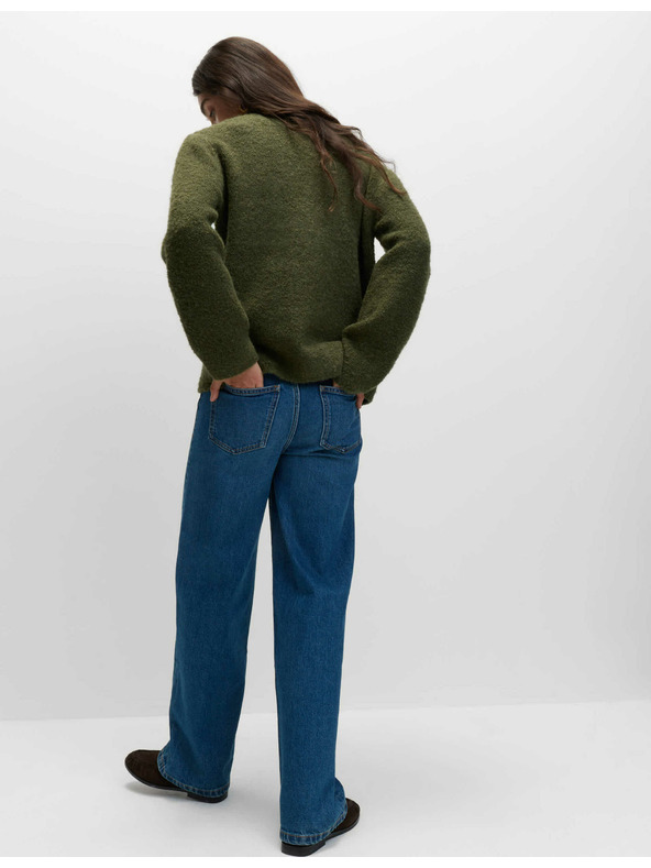 Marks & Spencer Kardigan z buklé, s knoflíky na přední straně a výstřihem do V, s obsahem vlny Marks & Spencer zelená