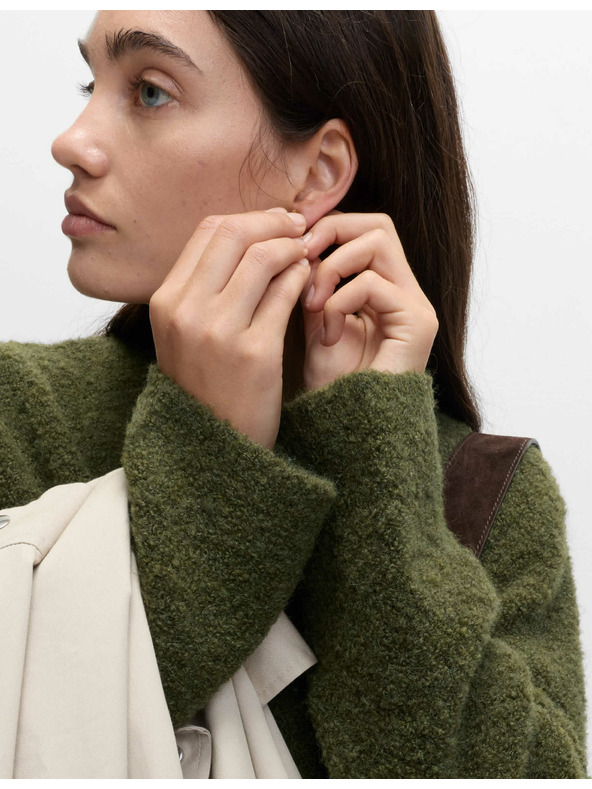 Marks & Spencer Kardigan z buklé, s knoflíky na přední straně a výstřihem do V, s obsahem vlny Marks & Spencer zelená