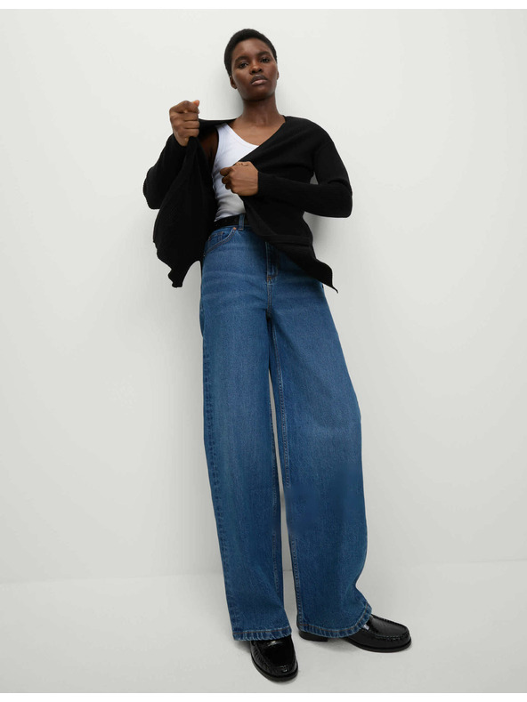 Marks & Spencer Dlouhý žebrovaný kardigan bez zapínání Marks & Spencer černá