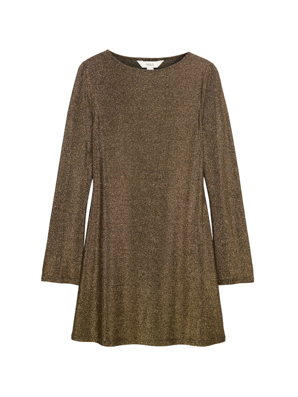 Marks & Spencer Splývavé šaty s metalickým vláknem Marks & Spencer zlatá