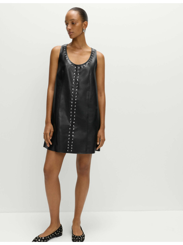 Marks & Spencer Zdobené mini šaty s umělou kůží Marks & Spencer černá